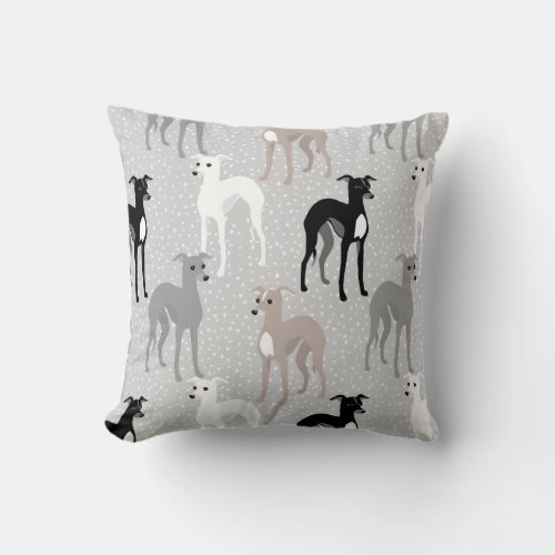 Whippets or Italian Greyhounds Retro Pattern Throw Throw Pillow