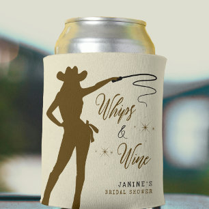 Whips & Wine Cowgirl Bridal Shower Can Cooler