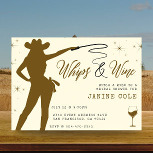 Whips & Wine Cowgirl Bridal Shower Invitation
