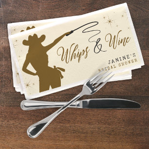Whips & Wine Cowgirl Bridal Shower Paper Guest Towels