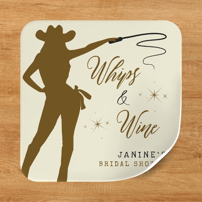 Whips & Wine Cowgirl Bridal Shower Square Sticker (Whips & Wine Cowgirl Bridal Shower Square Sticker
)