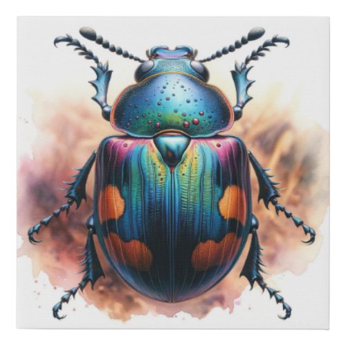 Whirligig Beetle 050624IREF101 _ Watercolor Faux Canvas Print