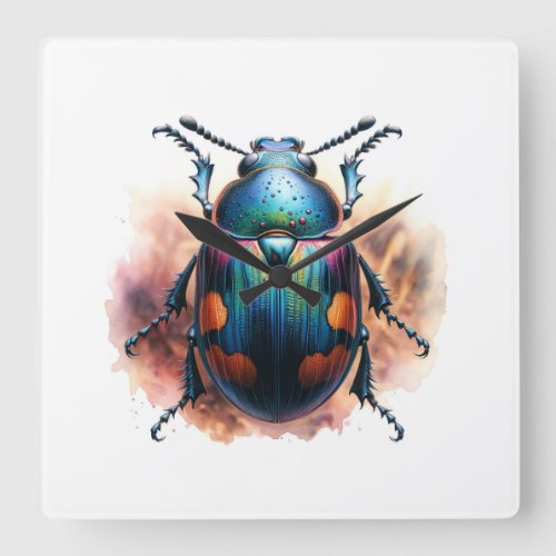 Whirligig Beetle 050624IREF101 _ Watercolor Square Wall Clock