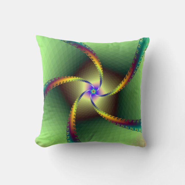 Whirligig in Green Throw Pillow (Front)