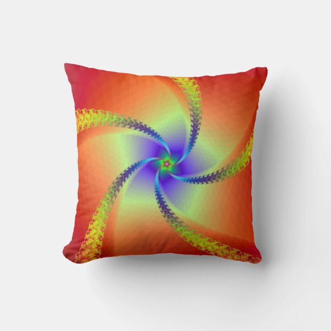 Whirligig in Red and Yellow Throw Pillow (Front)