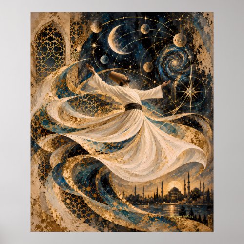 Whirling Dervish Sufi Ottoman Turkish Mystical Art Poster