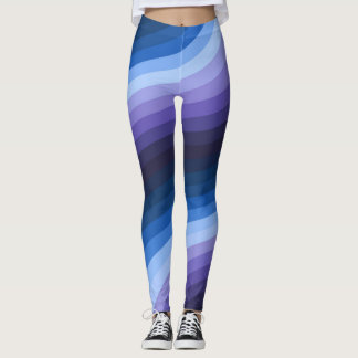 Whirling Indigo Abstract Diagonal Rainbow Swirl Leggings