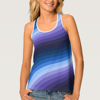 Whirling Indigo  Abstract Diagonal Rainbow Swirl Tank Top