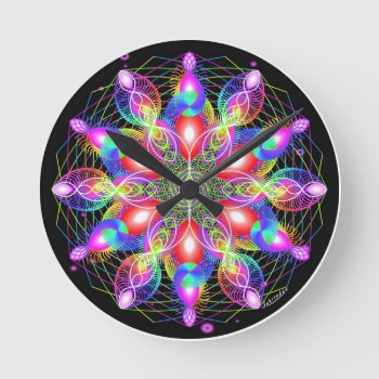 Whirling Rainbow Woman Round Clock by Lahrinda at Zazzle