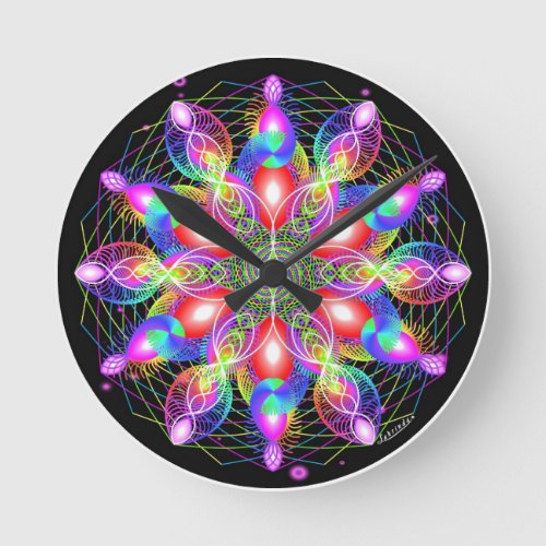 Whirling Rainbow Woman Round Clock