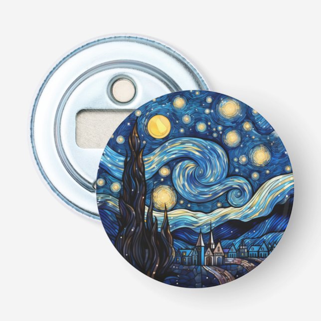 Whirling Starry Night-Inspired Art Print Bottle Opener (Front)