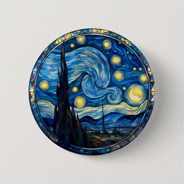 Whirling Starry Night-Inspired Art Print Button (Front)