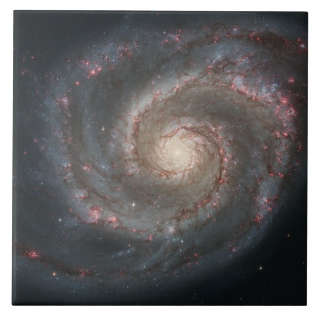 Whirlpool Galaxy (Space) (Universe) (Messier 51A) Ceramic Tile (Front)