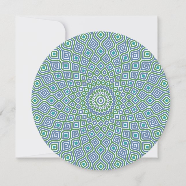 Whirlpool Mosaic Round Invitation in Teal Green (Front)