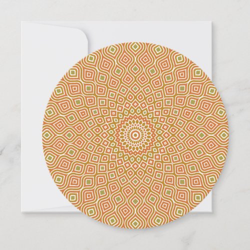 Whirlpool Mosaic Round Note Card in Gold and Olive