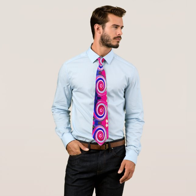 Whirls fun pink Christmas fashion Neck Tie (In Situ)
