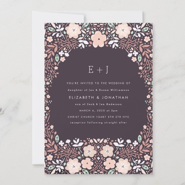 Whirlwind Floral Wedding Invitation (Front)