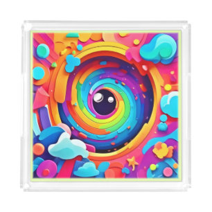 Whirlwind of Colorful Imagination Acrylic Tray
