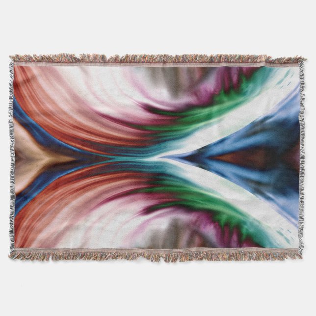 Whirlwind Rainbow Golden Snow Mirror Throw Blanket (Front)