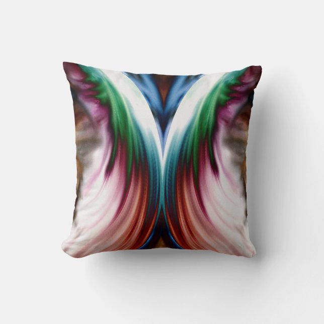 Whirlwind Rainbow Golden Snow Mirror Throw Pillow (Front)