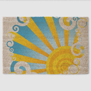 Whirly Clouds Over Sun Burst Fiber Doormat