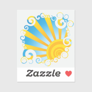 Whirly Clouds Over Sun Burst Sticker