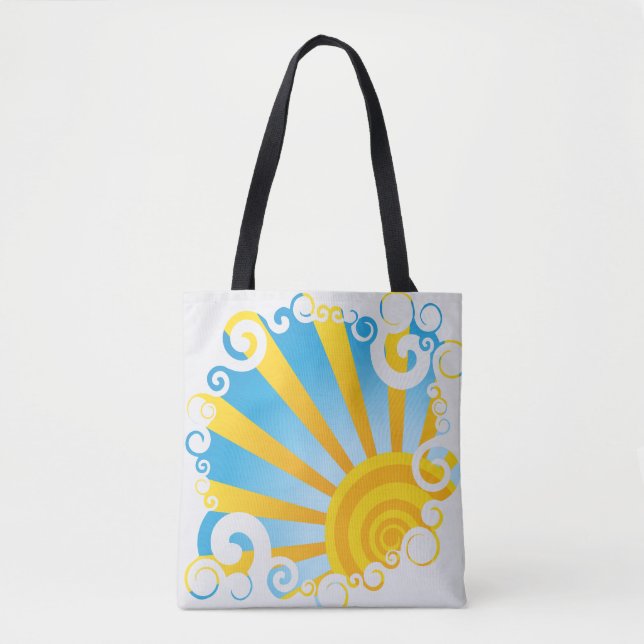 Whirly Clouds Over Sun Burst Tote Bag (Front)