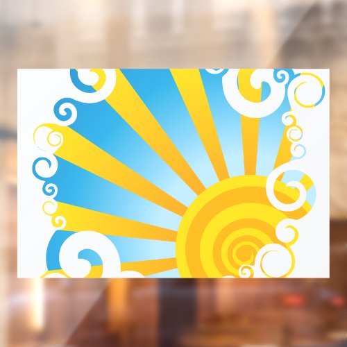 Whirly Clouds Over Sun Burst Window Cling