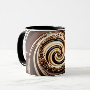 whirpool of chocolate, coffee and cream design mug