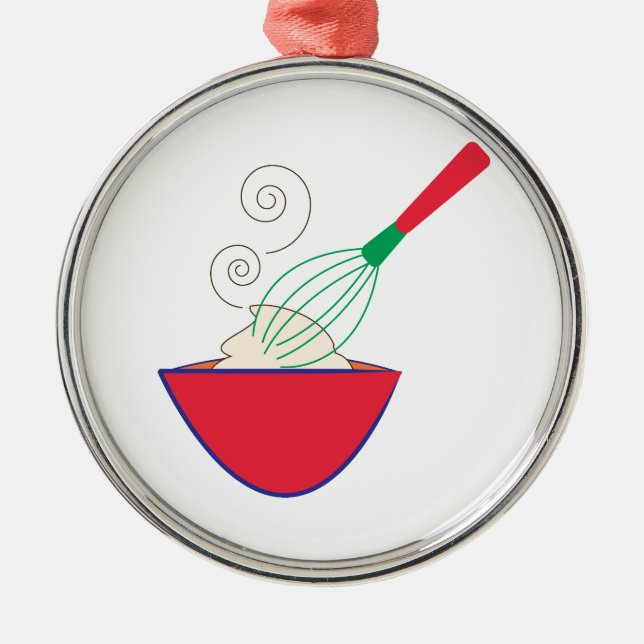 Whisk and Bowl Metal Ornament (Front)