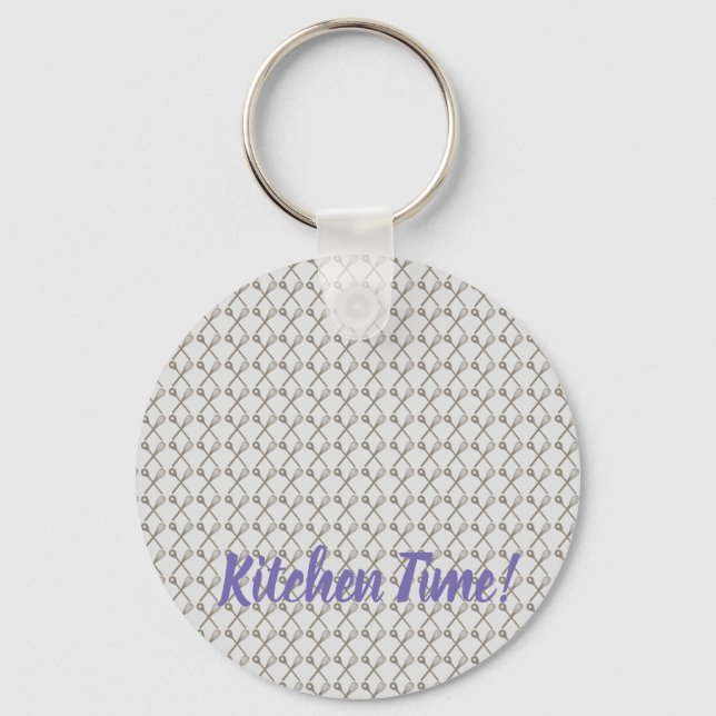 Whisk and Cooking Spoon Pattern for Kitchen Chefs Keychain (Front)