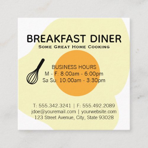 Whisk and Egg Breakfast Restaurant Square Business Card
