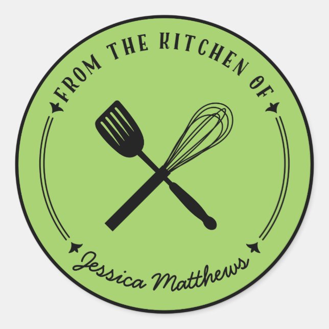 Whisk and Spatula Personalized Kitchen Stickers (Front)
