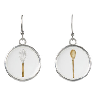 Whisk and Wooden Spoon Earrings Bakers Jewlery