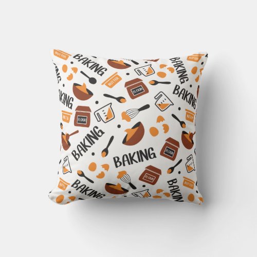 Whisk  Bake Delight Kitchen Baking Essentials Throw Pillow