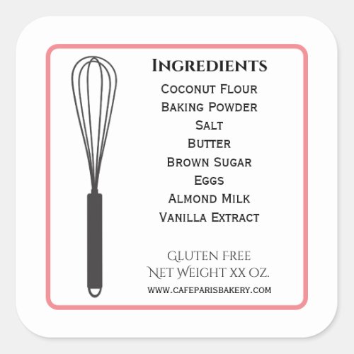 Whisk Bakery Product Label Ingredients