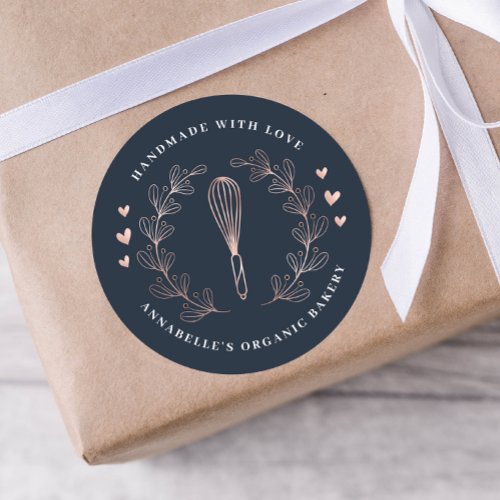  Whisk Bakery Rose Gold  Navy Thank You Classic Round Sticker