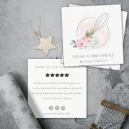 Whisk Blush Watercolor Floral Chef Review Request Square Business Card at Zazzle