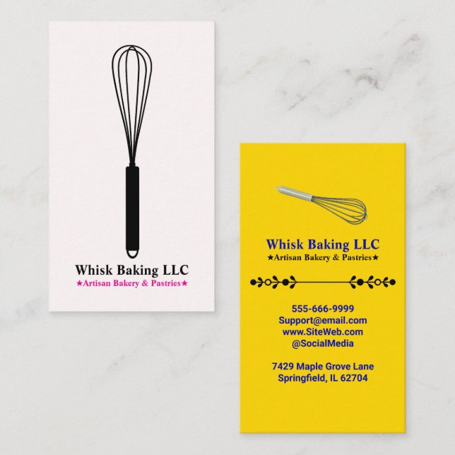 Whisk Chef & Caterer at the Bakery | Blush & Gold Business Card (Front/Back)