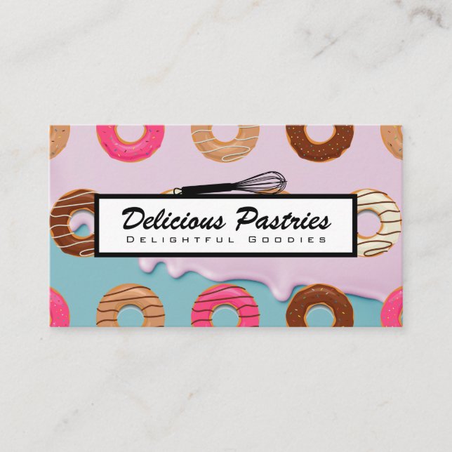Whisk | Donuts | Icing Background Business Card (Front)