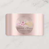 Whisk Flowers Rose Gold Circle  Business Card (Front)