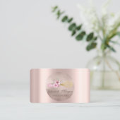 Whisk Flowers Rose Gold Circle  Business Card (Standing Front)