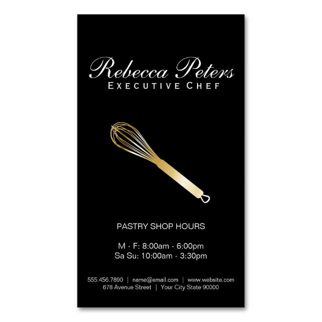 Whisk (gold) | Culinary Master Business Card Magnet (Front Vertical)