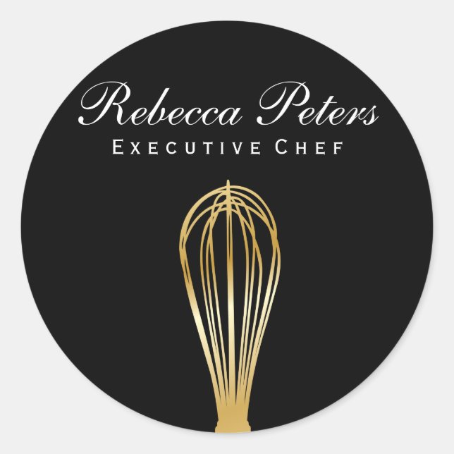 Whisk (gold) | Culinary Master Classic Round Sticker (Front)