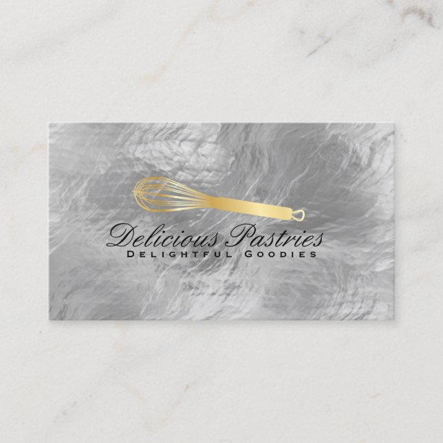 Whisk Gold Culinary Metal Luster Business Card (Front)