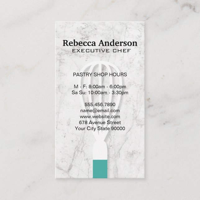 Whisk Marble Background | Chef Business Card (Front)