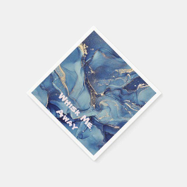 Whisk me away Blue Marble Monogrammed | Napkins (Corner)