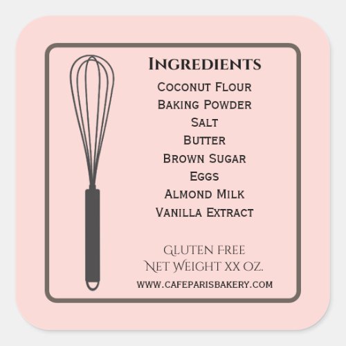 Whisk Pink Bakery Product Label Ingredients