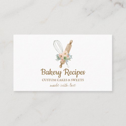 Whisk Rolling Pin Bakery Branding Business Card