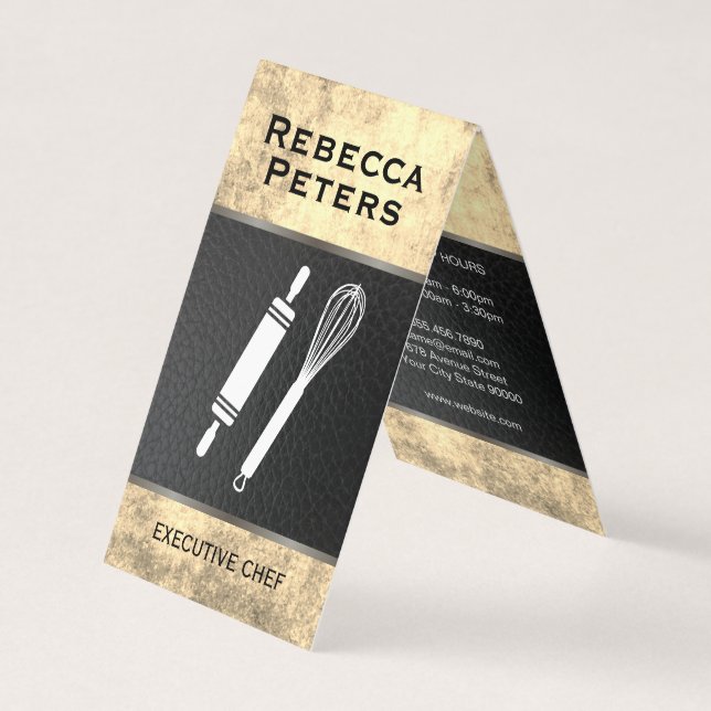 Whisk Rolling Pin Culinary Master Lux Gold Texture Business Card (Front)